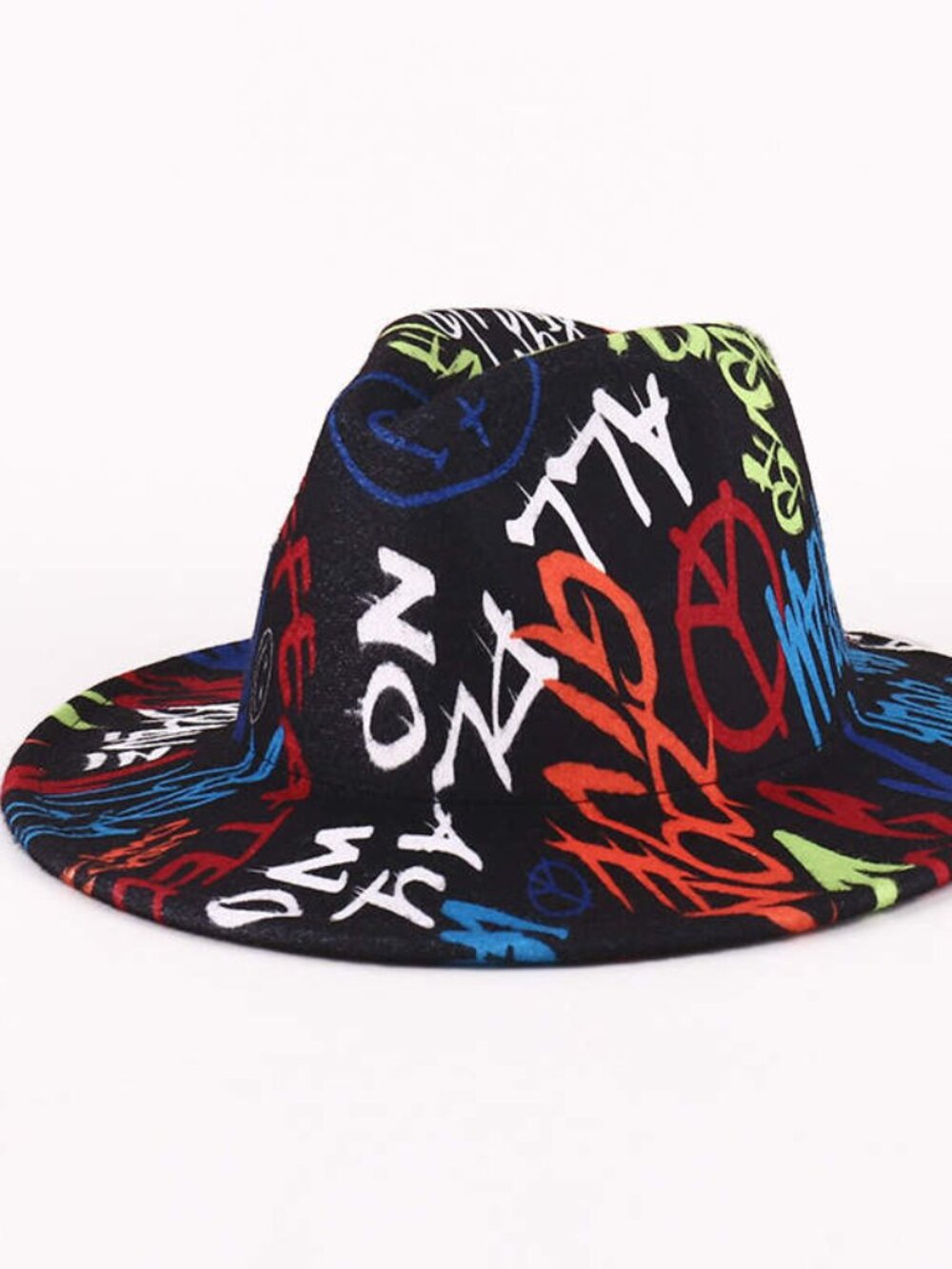 Graffiti Fedora Hat With Black Bottom